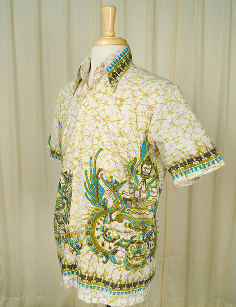 1960s Vintage Men's Batek Peace Shirt Cats Like Us