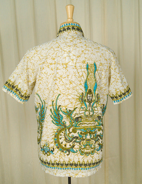 1960s Vintage Men's Batek Peace Shirt Cats Like Us