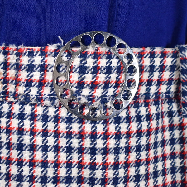 1960s Vintage Mod Plaid Skirt with Belt Cats Like Us