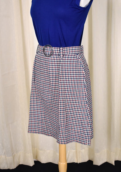 1960s Vintage Mod Plaid Skirt with Belt Cats Like Us
