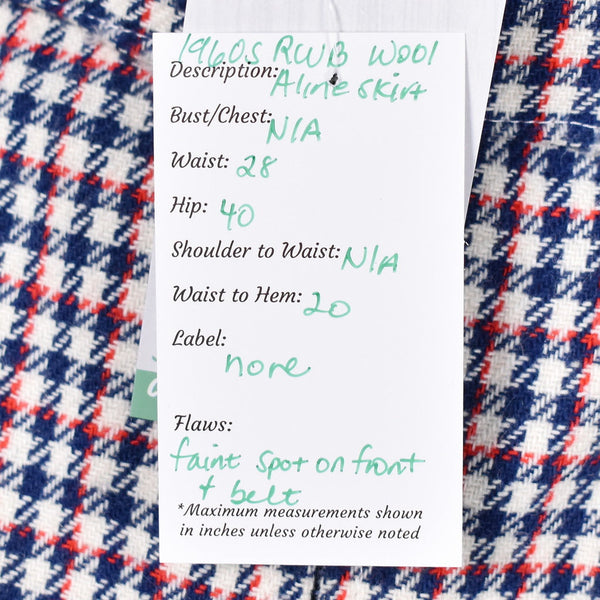 1960s Vintage Mod Plaid Skirt with Belt Cats Like Us