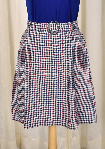 1960s Vintage Mod Plaid Skirt with Belt Cats Like Us