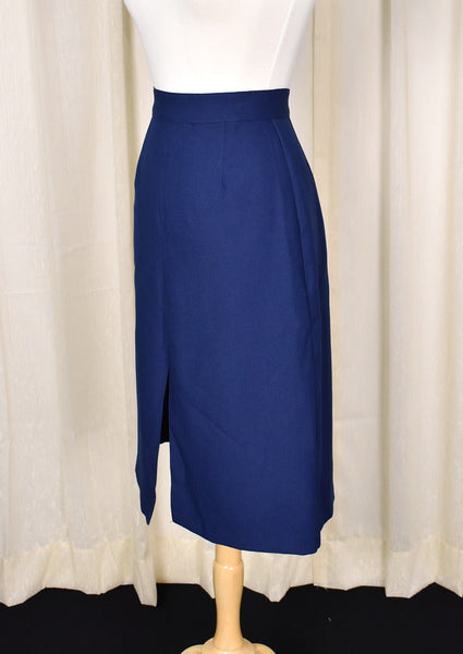 1960s Vintage Navy A-line Slit Skirt Cats Like Us