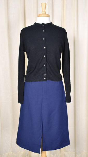 1960s Vintage Navy A-line Slit Skirt Cats Like Us