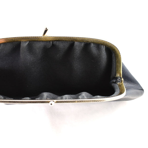 1960s Vintage Navy Faux Leather Clutch Cats Like Us