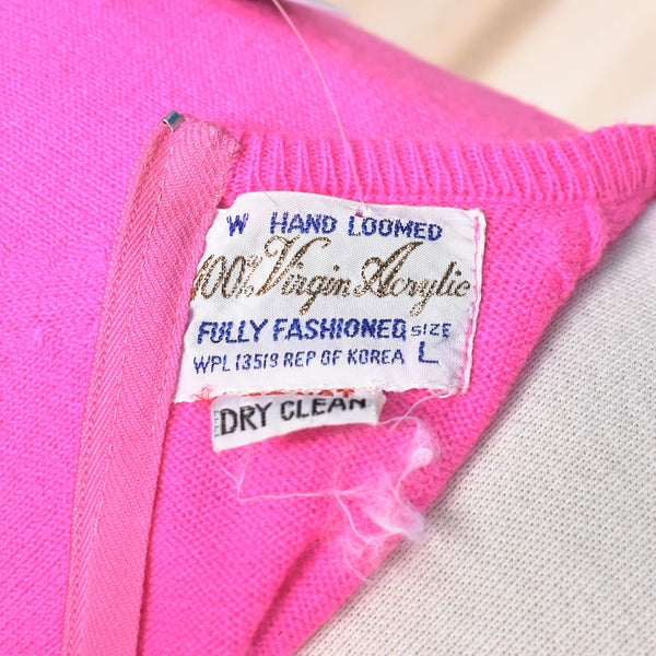 1960s Vintage Neon Pink Sweater Dress Cats Like Us