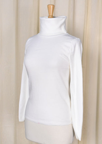 1960s Vintage Off White Cowl Neck Top Cats Like Us