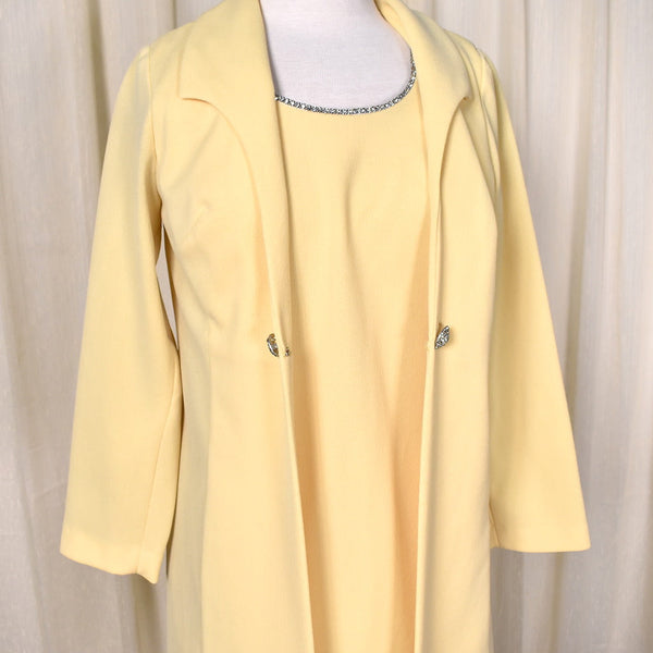 1960s Vintage Pale Yellow Dress Set Cats Like Us