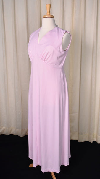 1960s Vintage Pastel Pink Maxi Dress Cats Like Us