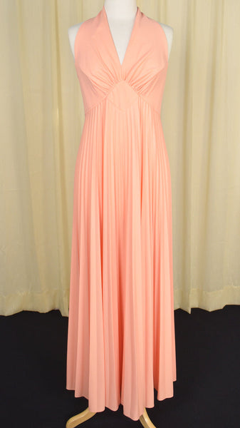 1960s Vintage Peach Maxi Dress Set Cats Like Us