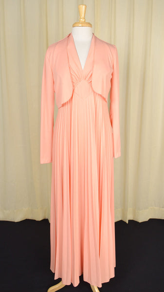 1960s Vintage Peach Maxi Dress Set Cats Like Us