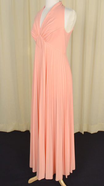 1960s Vintage Peach Maxi Dress Set Cats Like Us