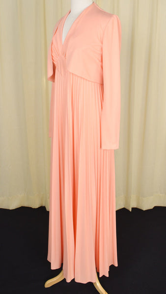 1960s Vintage Peach Maxi Dress Set Cats Like Us