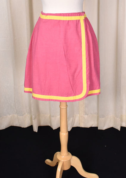 1960s Vintage Pink & Yellow Wrap Skirt by John Meyer of Norwich Cats Like Us