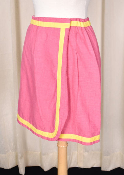 1960s Vintage Pink & Yellow Wrap Skirt by John Meyer of Norwich Cats Like Us