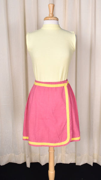1960s Vintage Pink & Yellow Wrap Skirt by John Meyer of Norwich Cats Like Us