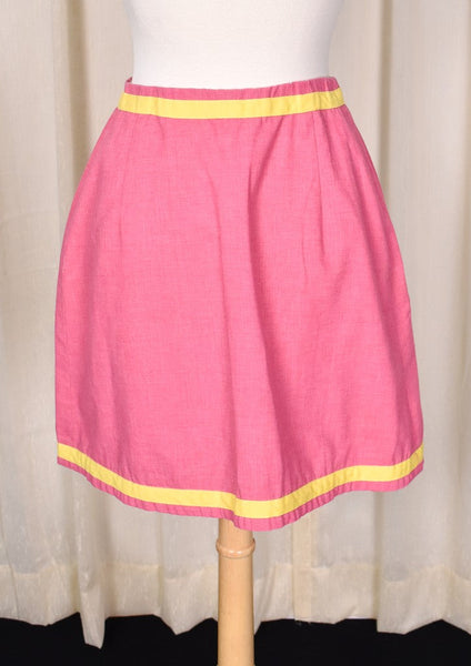 1960s Vintage Pink & Yellow Wrap Skirt by John Meyer of Norwich Cats Like Us