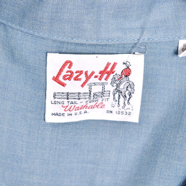 1960s Vintage Plain Blue Western Shirt Cats Like Us