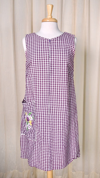 1960s Vintage Purple Gingham House Coat Cats Like Us