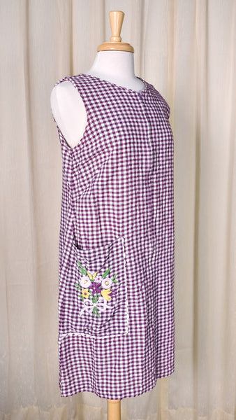 1960s Vintage Purple Gingham House Coat Cats Like Us