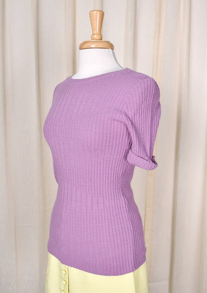 1960s Vintage Purple Ribbed Sweater Cats Like Us