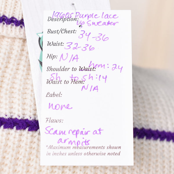 1960s Vintage Purple Striped Sweater Cats Like Us