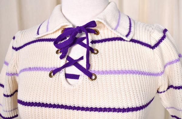 1960s Vintage Purple Striped Sweater Cats Like Us