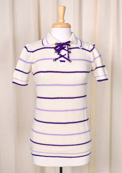 1960s Vintage Purple Striped Sweater Cats Like Us