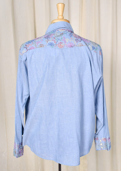 1960s Vintage Rainbow Embroidery Shirt Cats Like Us