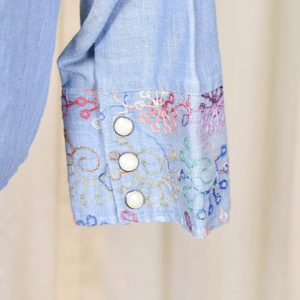 1960s Vintage Rainbow Embroidery Shirt Cats Like Us