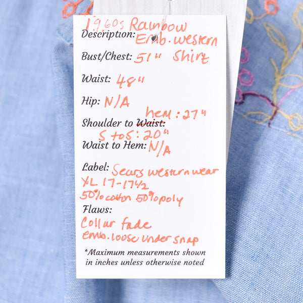 1960s Vintage Rainbow Embroidery Shirt Cats Like Us