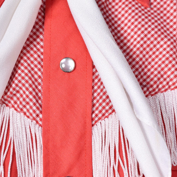 1960s Vintage Red Fringe Shirt with Tie Cats Like Us