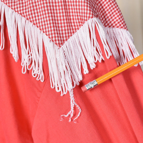 1960s Vintage Red Fringe Shirt with Tie Cats Like Us