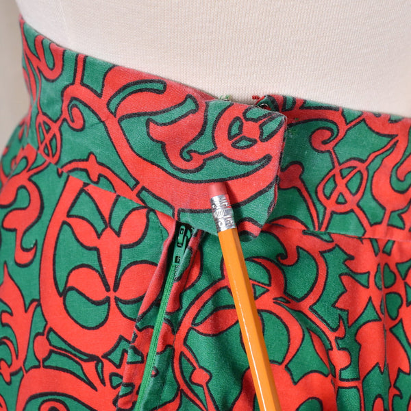 1960s Vintage Red & Green Skirt & Vest Cats Like Us
