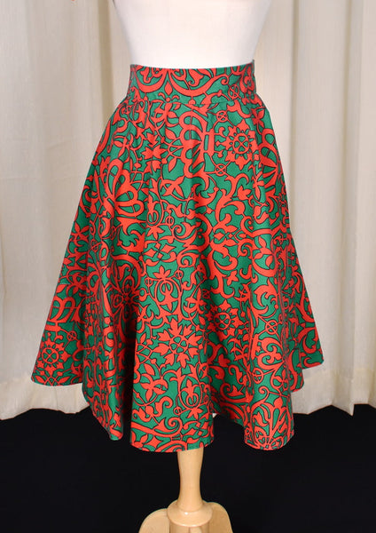 1960s Vintage Red & Green Skirt & Vest Cats Like Us