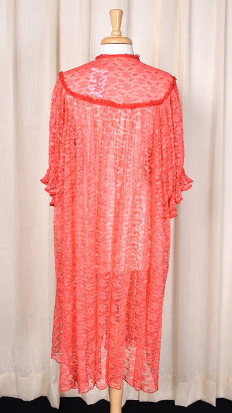 1960s Vintage Red Lace Robe Cats Like Us
