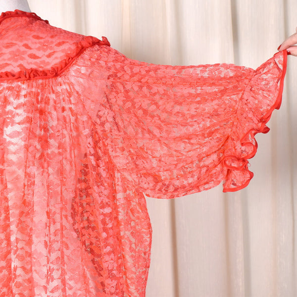1960s Vintage Red Lace Robe Cats Like Us