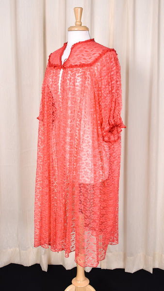 1960s Vintage Red Lace Robe Cats Like Us