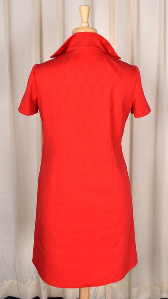 1960s Vintage Red Shift Shirt Dress Cats Like Us