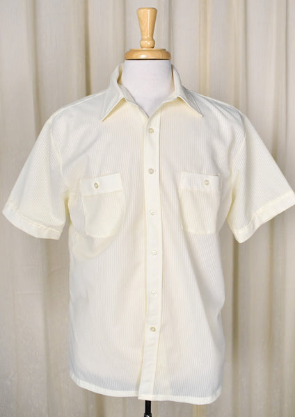 1960s Vintage Sheer Yellow Stripe Shirt Cats Like Us