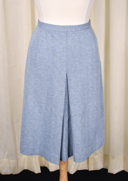 1960s Vintage Sky Blue A-line Skirt Cats Like Us