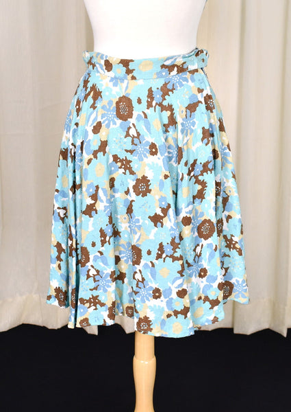 1960s Vintage Sky Blue Skirt & Vest Set Cats Like Us