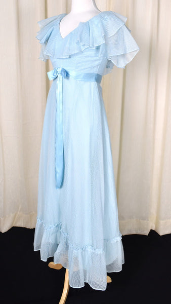 1960s Vintage Sky Blue Swiss Dot Dress Cats Like Us