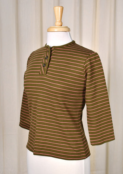 1960s Vintage Striped Henley Shirt Cats Like Us