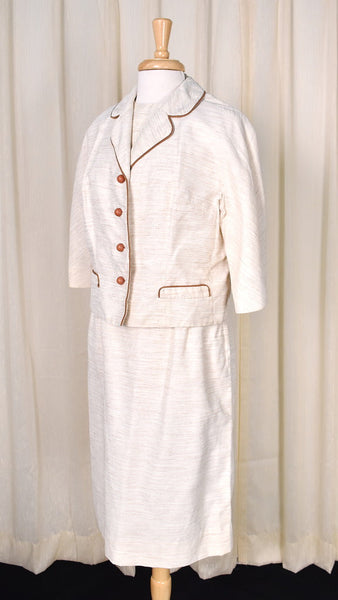 1960s Vintage Tan 3 piece Skirt Suit Cats Like Us