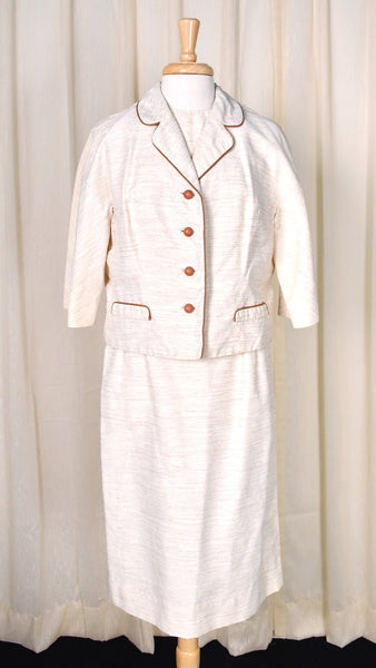 1960s Vintage Tan 3 piece Skirt Suit Cats Like Us
