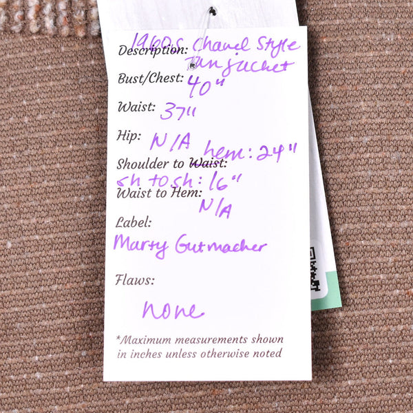 1960s Vintage Tan Chanel Style Jacket Cats Like Us