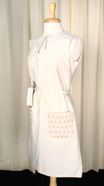 1960s Vintage Tan Emb Pockets Dress Cats Like Us