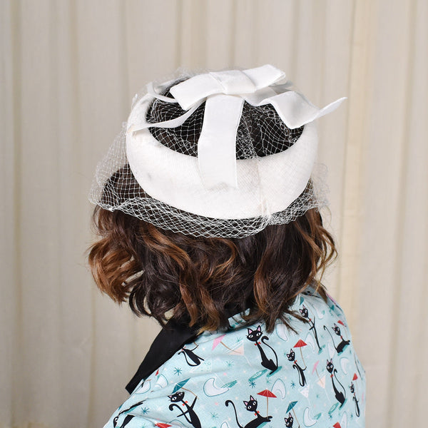 1960s Vintage White Crown Net Hat Cats Like Us