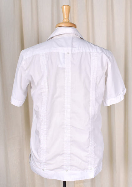 1960s Vintage White Guayabera Shirt Cats Like Us